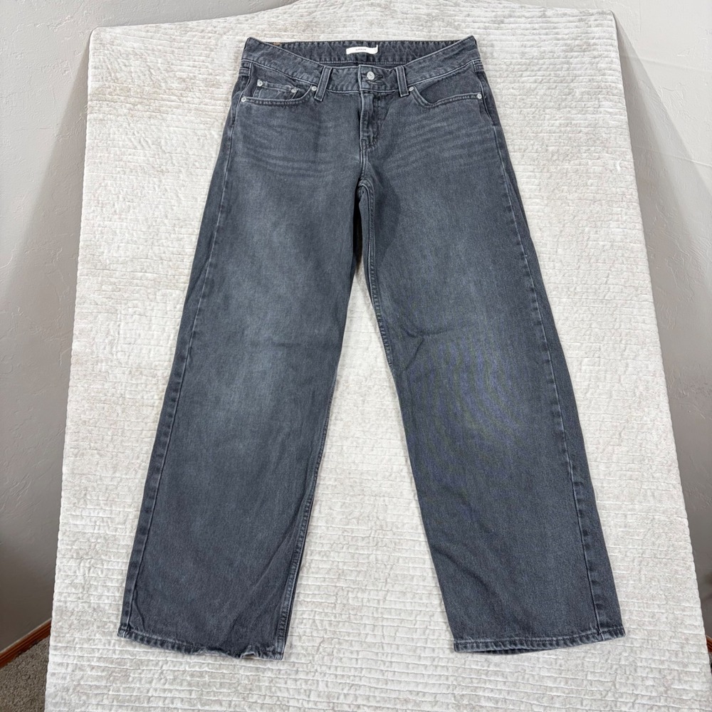 Levis Superlow Wide Leg Jeans Faded Black Low Rise Denim W29 L32 A7498-0001